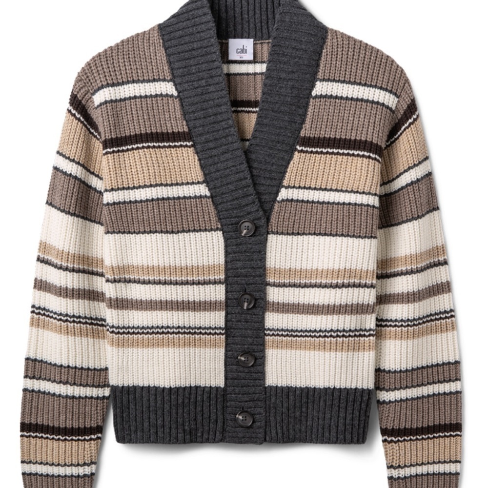 CAbi Cocoa Striped Cardigan - Picture 5 of 10